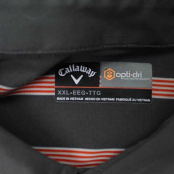 Callaway Polo Shirt Mens 2XL XXL Gray/Orange Striped Opti-Dri S/S Stretch Golf - Picture 7 of 12